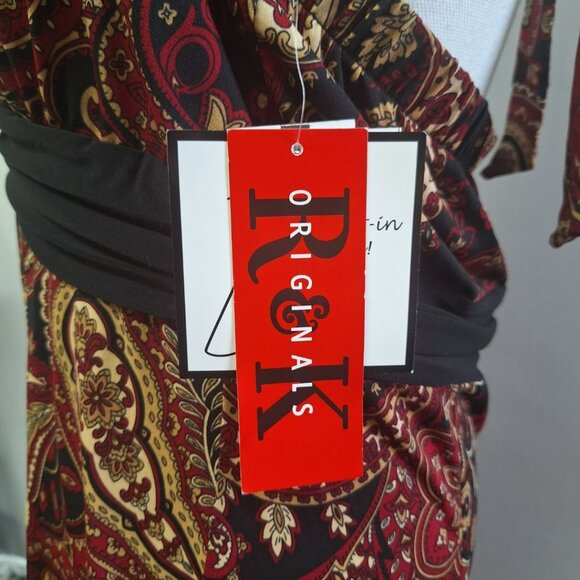 R & K Originals Dress Halter Stretch Waist Paisley Womens 14 With Tags - Picture 6 of 8